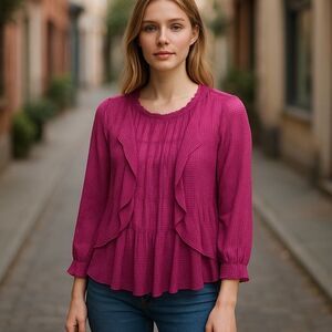 Anthropologie Sheer Y2K Coquette Western Goth Blouse 00 Petite Sheer Top